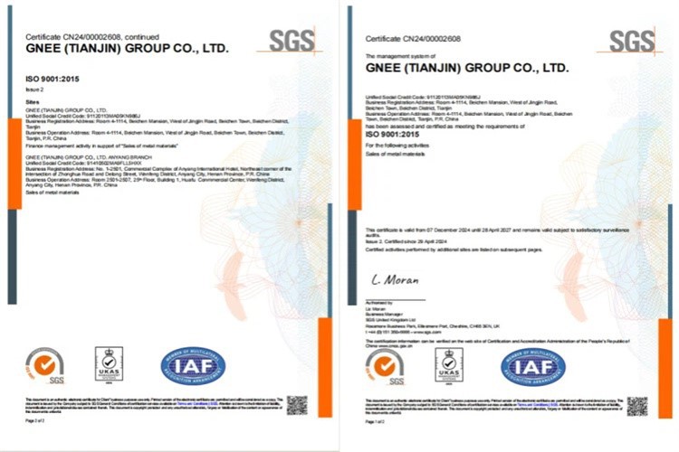 GNEE Group Inconel 601 Alloy Hex Bar Qualification Certificate GNEE Group Inconel 601 Alloy Hex Bar Qualification Certificate